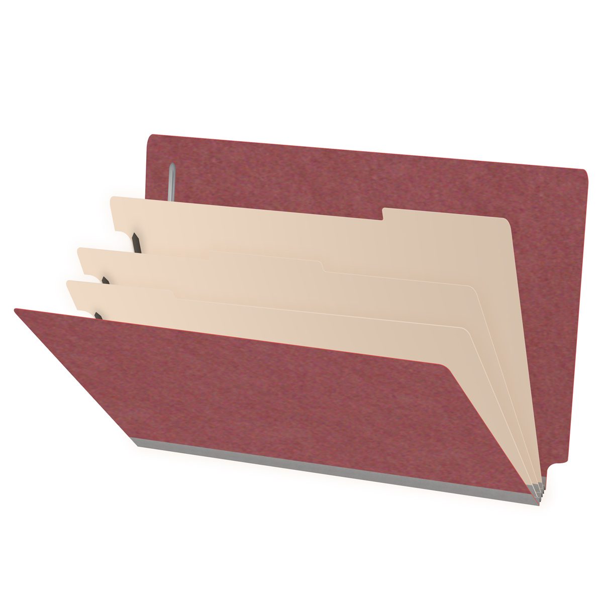 25 Pt. Pressboard Classification Folders, Full Cut End Tab, Legal Size, 3 Dividers (Box of 10)