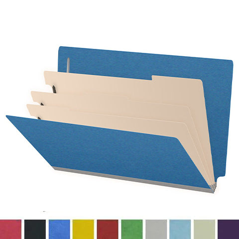 25 Pt. Pressboard Classification Folders, Full Cut End Tab, Legal Size, 3 Dividers (Box of 10)