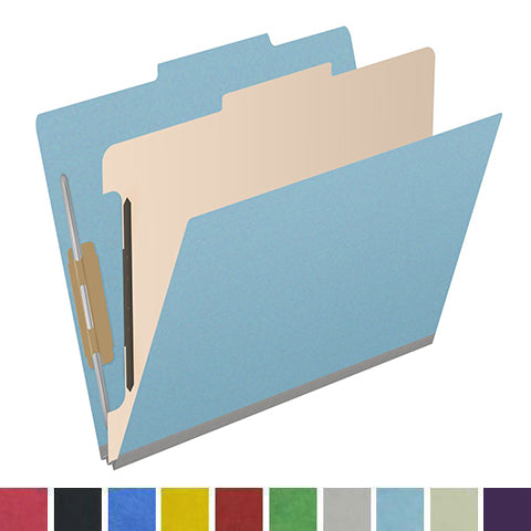 25 Pt. Pressboard Classification Folders, 2/5 Cut ROC Top Tab, Letter Size, 1 Divider (Box of 10)