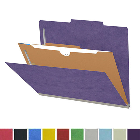 25 Pt. Pressboard Classification Folders, 2/5 Cut ROC Top Tab, Letter Size, 1 Pocket Divider (Box of 10)