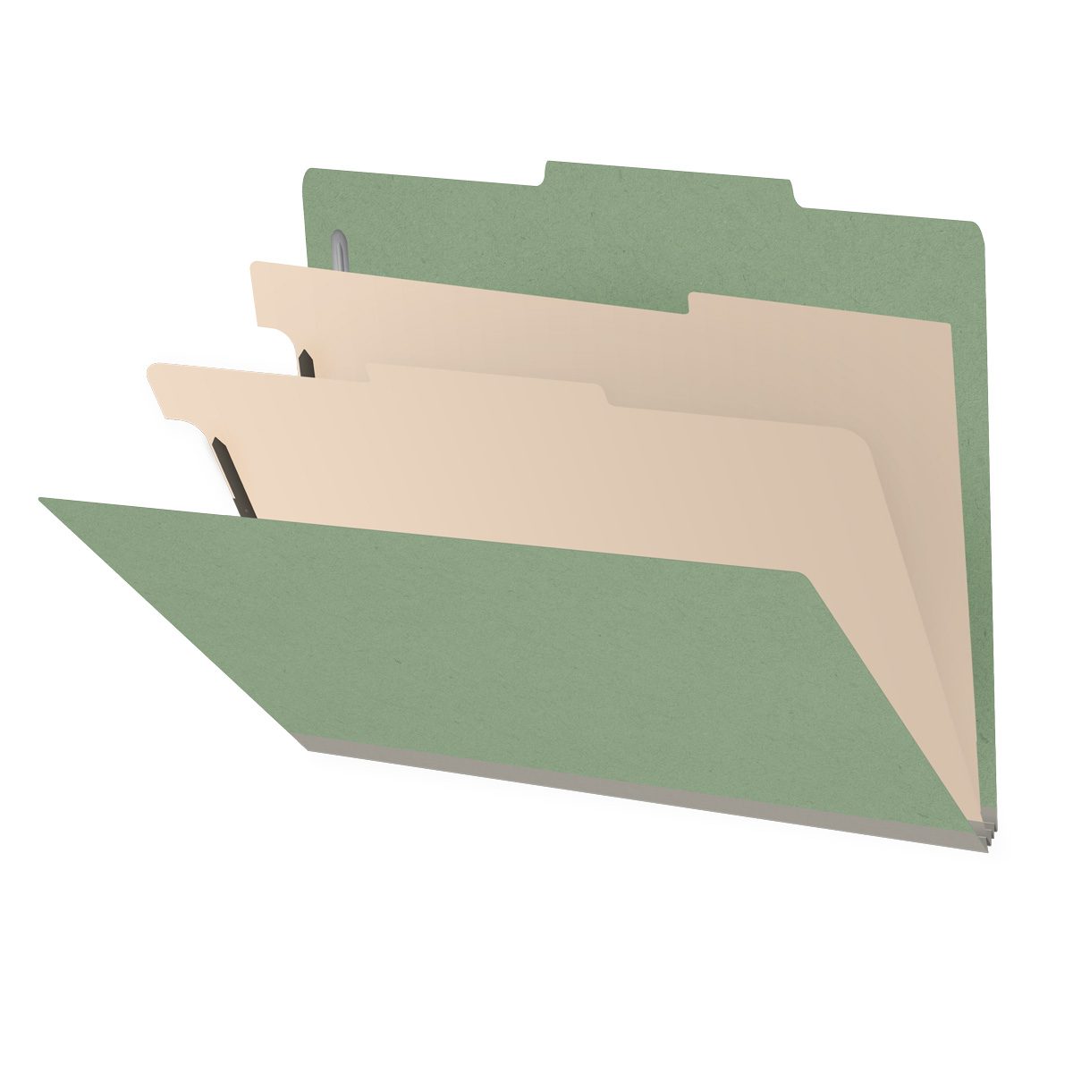 25 Pt. Pressboard Classification Folders, 2/5 Cut ROC Top Tab, Letter Size, 2 Dividers (Box of 10)