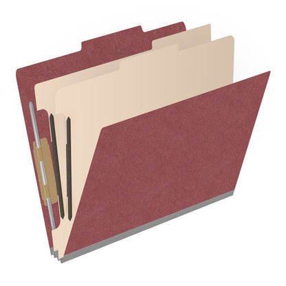 25 Pt. Pressboard Classification Folders, 2/5 Cut ROC Top Tab, Letter Size, 2 Dividers (Box of 10)