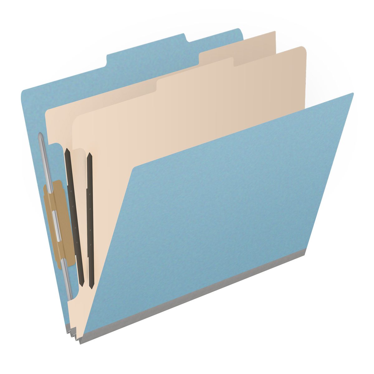 25 Pt. Pressboard Classification Folders, 2/5 Cut ROC Top Tab, Letter Size, 2 Dividers (Box of 10)