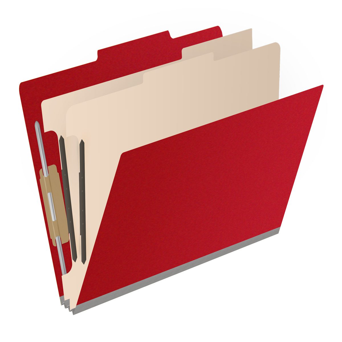 25 Pt. Pressboard Classification Folders, 2/5 Cut ROC Top Tab, Letter Size, 2 Dividers (Box of 10)