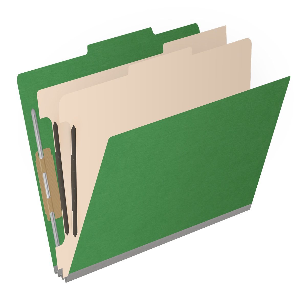 25 Pt. Pressboard Classification Folders, 2/5 Cut ROC Top Tab, Letter Size, 2 Dividers (Box of 10)