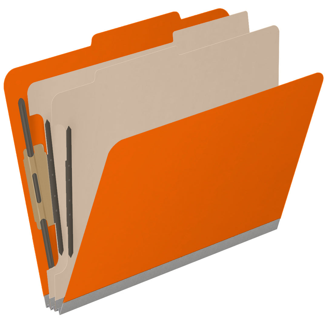25 Pt. Pressboard Classification Folders, 2/5 Cut ROC Top Tab, Letter Size, 2 Dividers (Box of 10)