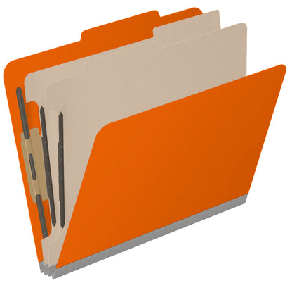 25 Pt. Pressboard Classification Folders, 2/5 Cut ROC Top Tab, Letter Size, 2 Dividers (Box of 10)