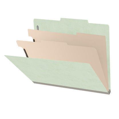 25 Pt. Pressboard Classification Folders, 2/5 Cut ROC Top Tab, Letter Size, 2 Dividers (Box of 10)