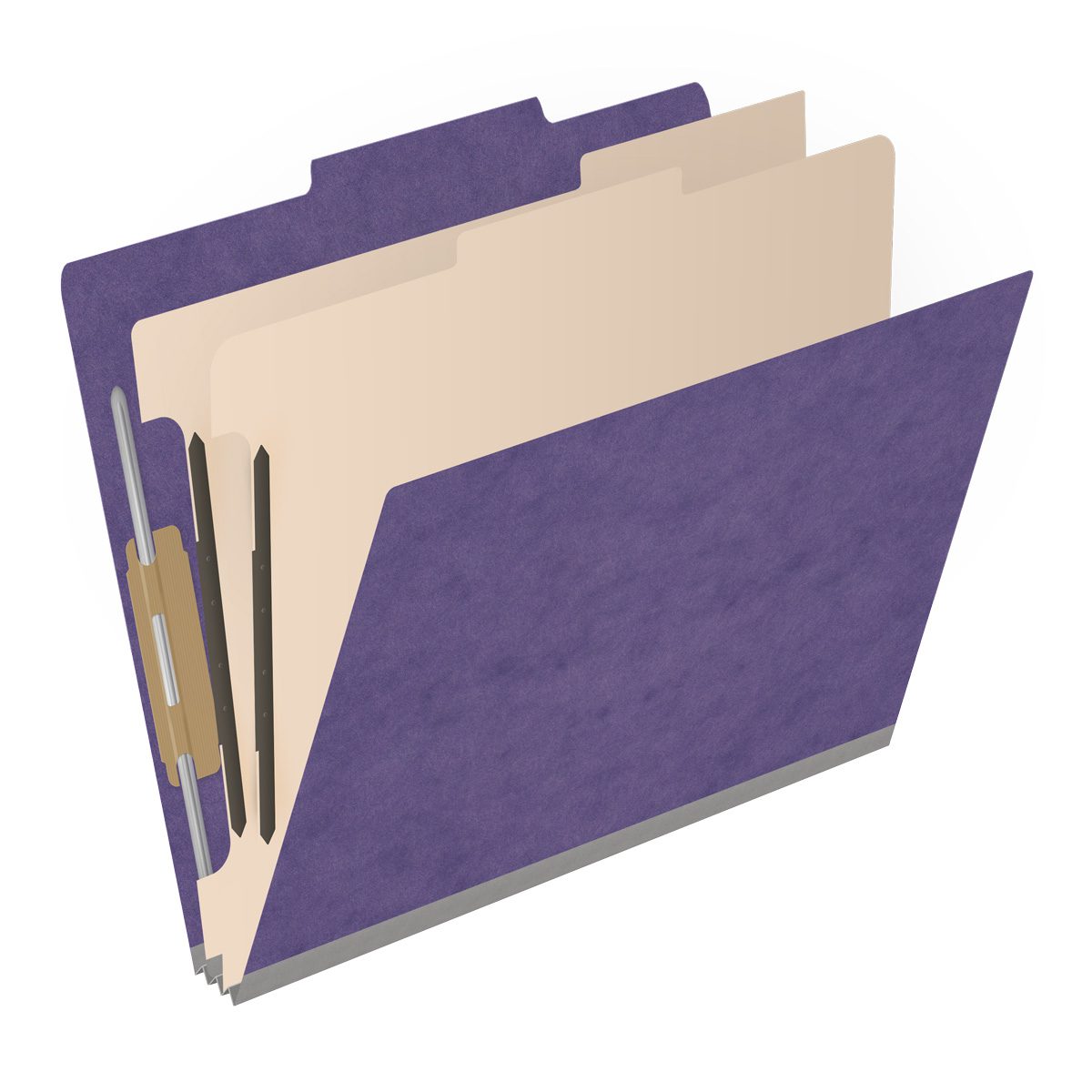 25 Pt. Pressboard Classification Folders, 2/5 Cut ROC Top Tab, Letter Size, 2 Dividers (Box of 10)