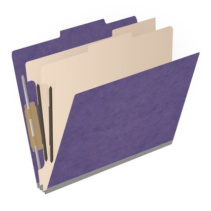 25 Pt. Pressboard Classification Folders, 2/5 Cut ROC Top Tab, Letter Size, 2 Dividers (Box of 10)