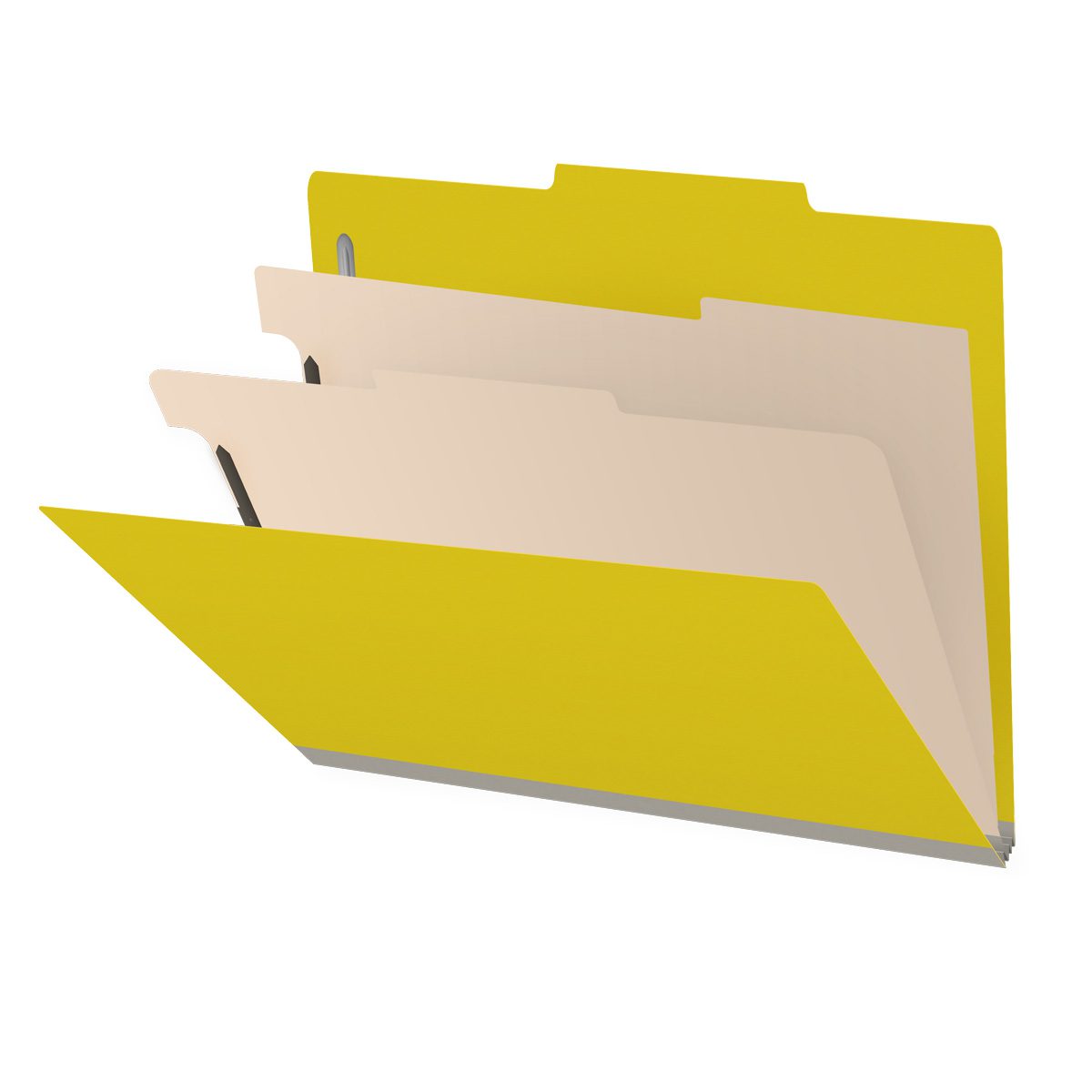 25 Pt. Pressboard Classification Folders, 2/5 Cut ROC Top Tab, Letter Size, 2 Dividers (Box of 10)