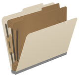 25 Pt. Pressboard Classification Folders, 2/5 Cut ROC Top Tab, Letter Size, 2 Dividers (Box of 10)