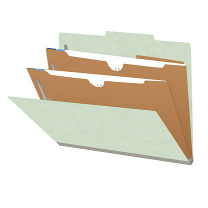 25 Pt. Pressboard Classification Folders, 2/5 Cut ROC Top Tab, Letter Size, 2 Pocket Dividers (Box of 10)