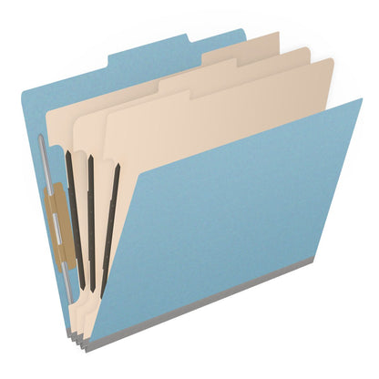 25 Pt. Pressboard Classification Folders, 2/5 Cut ROC Top Tab, Letter Size, 3 Dividers (Box of 10)