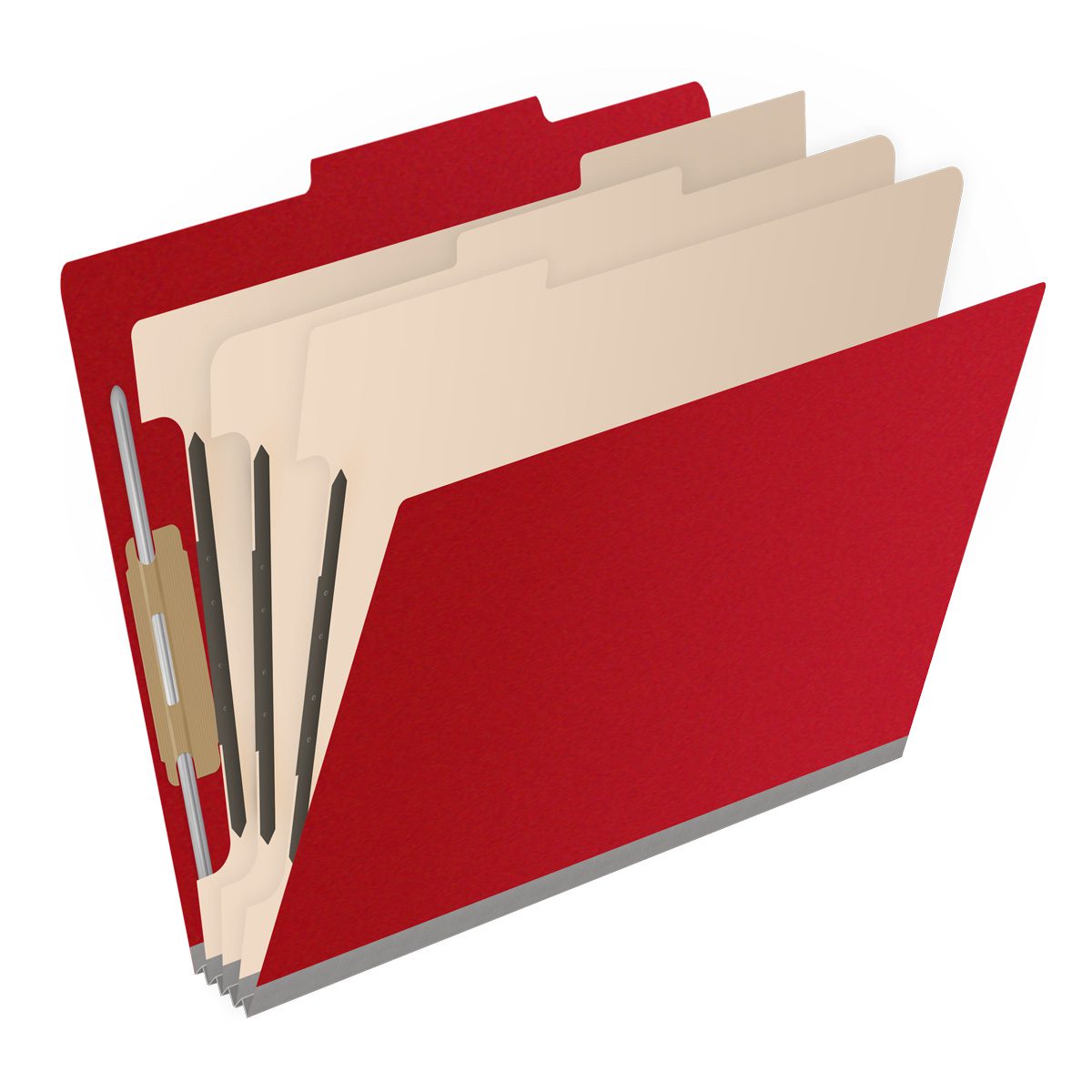 25 Pt. Pressboard Classification Folders, 2/5 Cut ROC Top Tab, Letter Size, 3 Dividers (Box of 10)