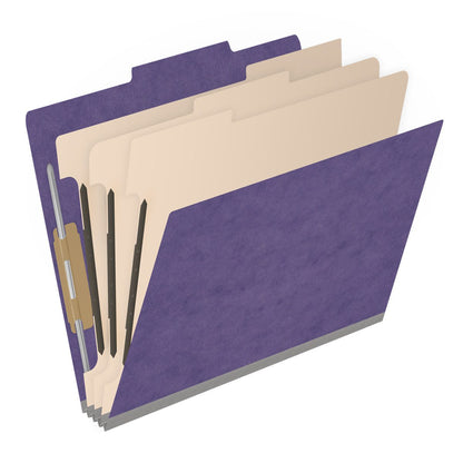 25 Pt. Pressboard Classification Folders, 2/5 Cut ROC Top Tab, Letter Size, 3 Dividers (Box of 10)
