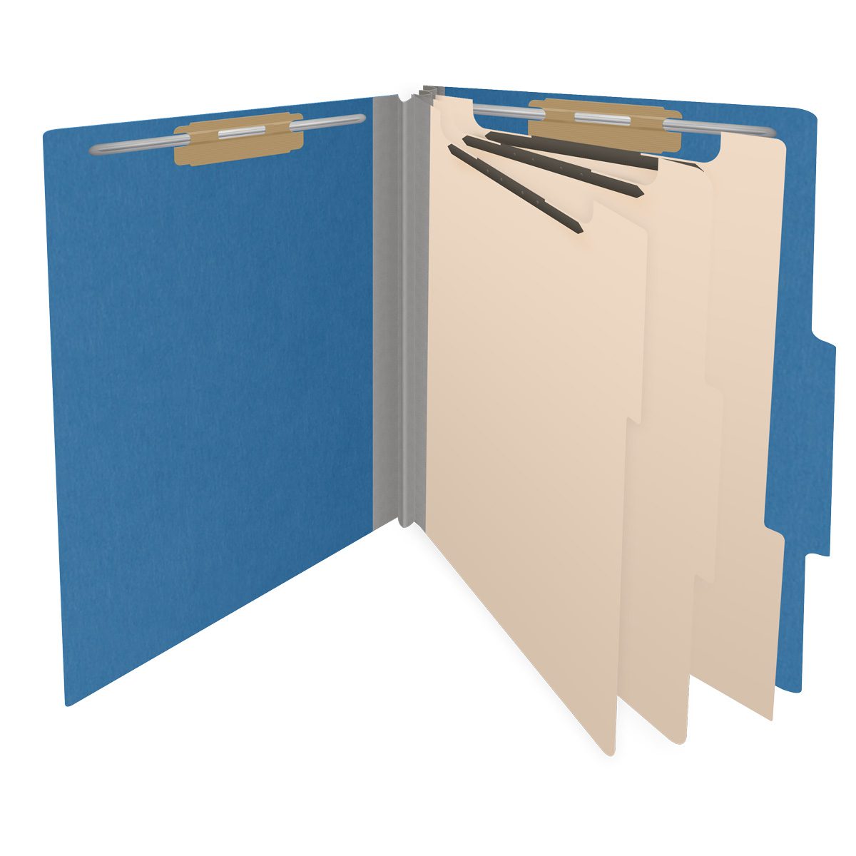 25 Pt. Pressboard Classification Folders, 2/5 Cut ROC Top Tab, Letter Size, 3 Dividers (Box of 10)