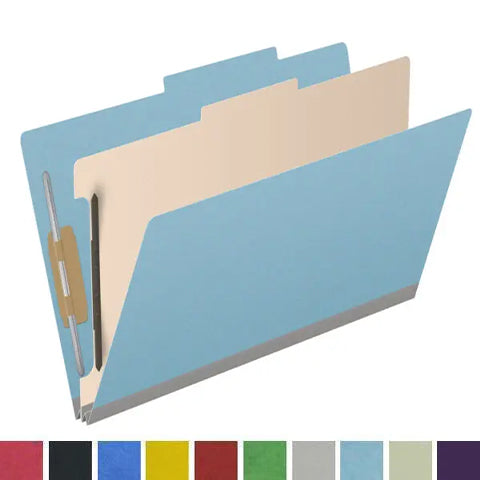 25 Pt. Pressboard Classification Folders, 2/5 Cut ROC Top Tab, Legal Size, 1 Divider (Box of 10)