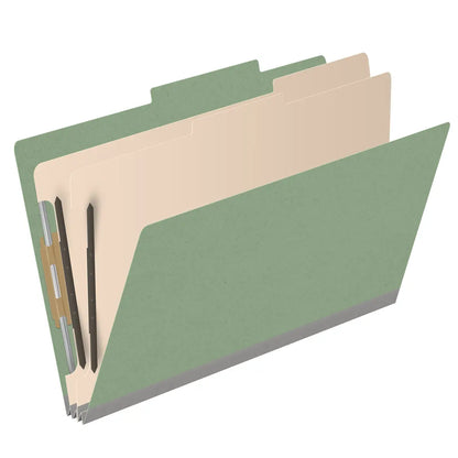 25 Pt. Pressboard Classification Folders, 2/5 Cut ROC Top Tab, Legal Size, 2 Dividers (Box of 10)