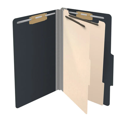 25 Pt. Pressboard Classification Folders, 2/5 Cut ROC Top Tab, Legal Size, 2 Dividers (Box of 10)