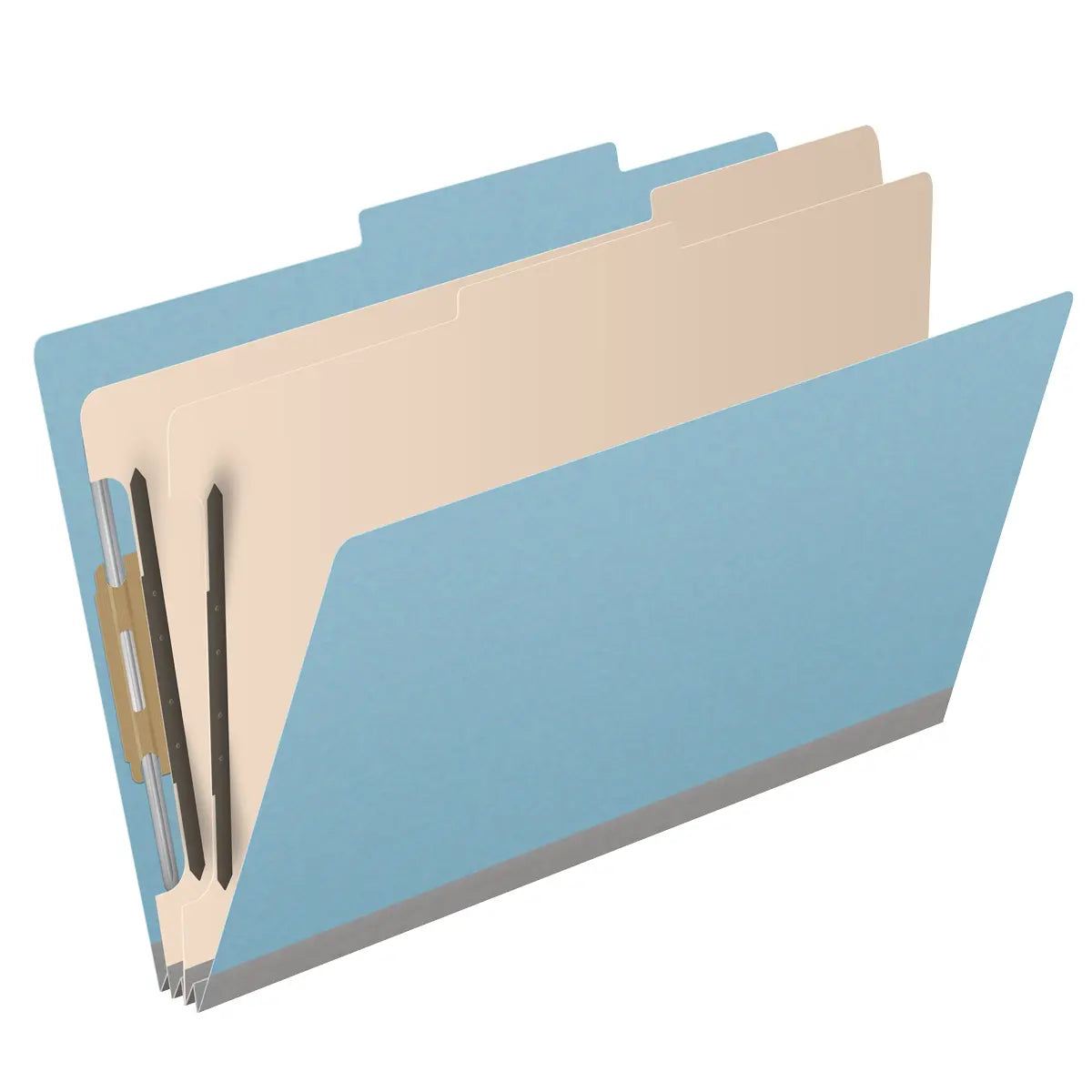 25 Pt. Pressboard Classification Folders, 2/5 Cut ROC Top Tab, Legal Size, 2 Dividers (Box of 10)