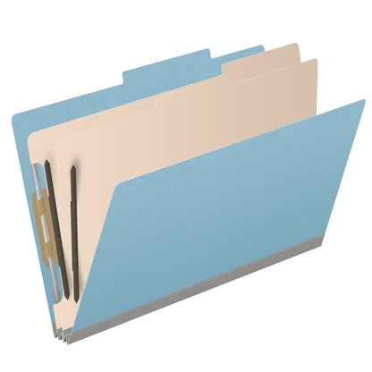 25 Pt. Pressboard Classification Folders, 2/5 Cut ROC Top Tab, Legal Size, 2 Dividers (Box of 10)