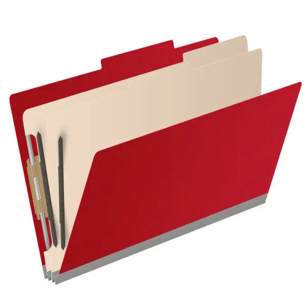 25 Pt. Pressboard Classification Folders, 2/5 Cut ROC Top Tab, Legal Size, 2 Dividers (Box of 10)