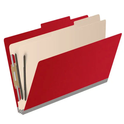 25 Pt. Pressboard Classification Folders, 2/5 Cut ROC Top Tab, Legal Size, 2 Dividers (Box of 10)