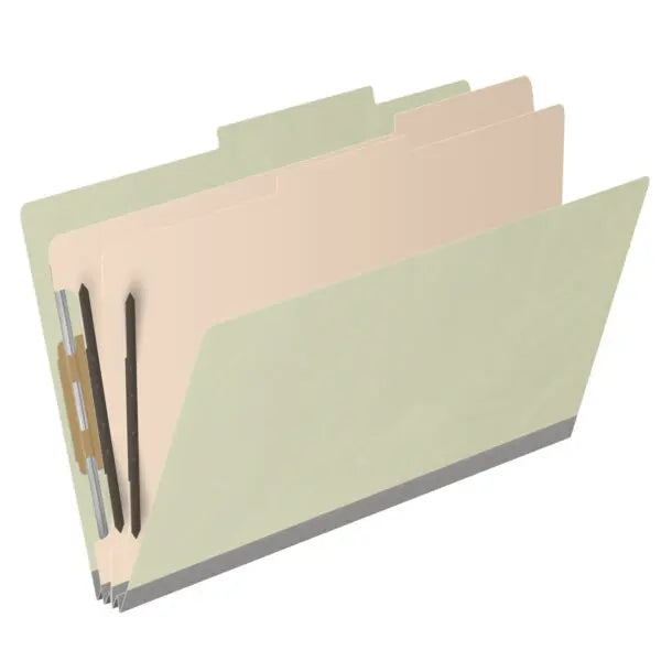 25 Pt. Pressboard Classification Folders, 2/5 Cut ROC Top Tab, Legal Size, 2 Dividers (Box of 10)
