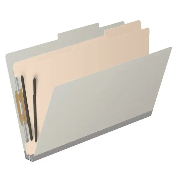 25 Pt. Pressboard Classification Folders, 2/5 Cut ROC Top Tab, Legal Size, 2 Dividers (Box of 10)