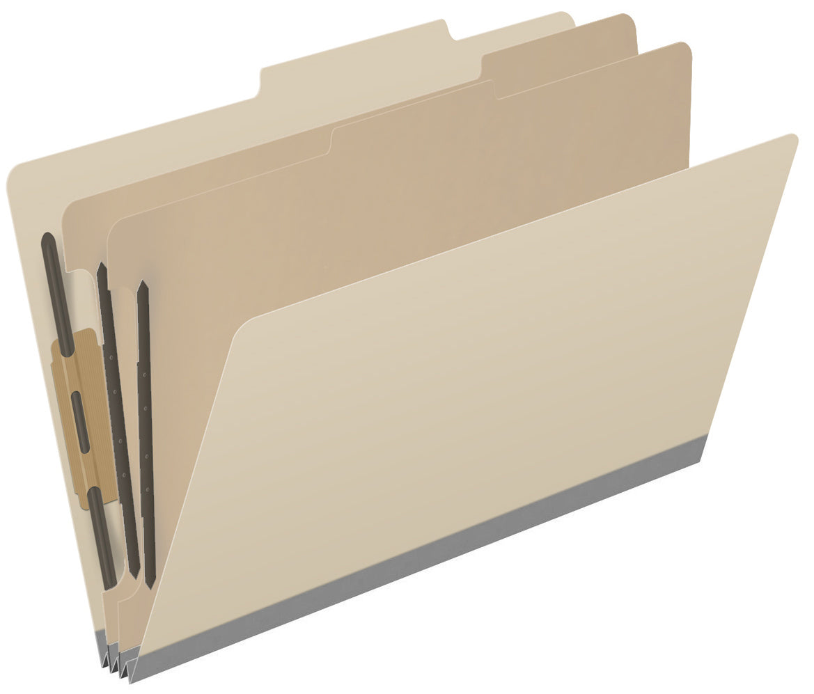 25 Pt. Pressboard Classification Folders, 2/5 Cut ROC Top Tab, Legal Size, 2 Dividers (Box of 10)