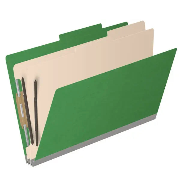 25 Pt. Pressboard Classification Folders, 2/5 Cut ROC Top Tab, Legal Size, 2 Dividers (Box of 10)