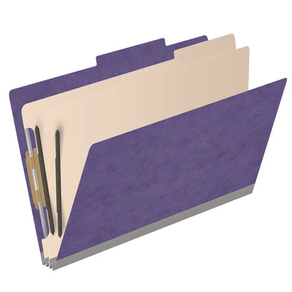 25 Pt. Pressboard Classification Folders, 2/5 Cut ROC Top Tab, Legal Size, 2 Dividers (Box of 10)