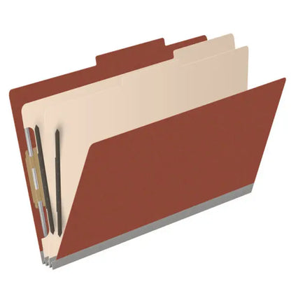 25 Pt. Pressboard Classification Folders, 2/5 Cut ROC Top Tab, Legal Size, 2 Dividers (Box of 10)