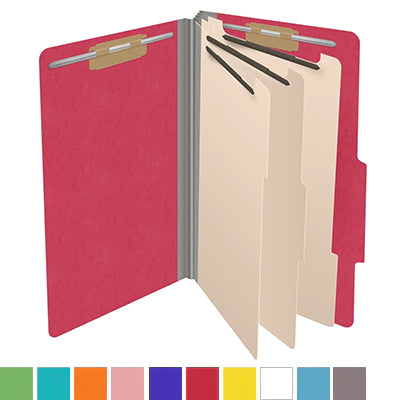18 Pt. Classification Folders, 2/5 Cut ROC Top Tab, Legal Size, 3 Dividers (Box of 10)