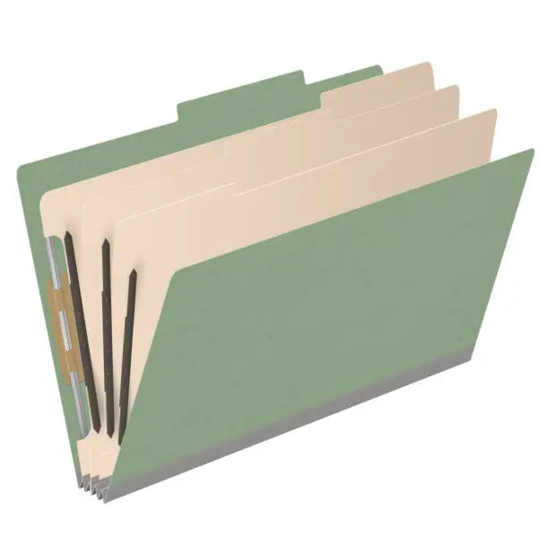 25 Pt. Pressboard Classification Folders, 2/5 Cut ROC Top Tab, Legal Size, 3 Dividers (Box of 10)