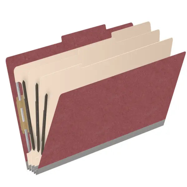 25 Pt. Pressboard Classification Folders, 2/5 Cut ROC Top Tab, Legal Size, 3 Dividers (Box of 10)