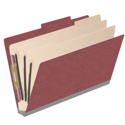 25 Pt. Pressboard Classification Folders, 2/5 Cut ROC Top Tab, Legal Size, 3 Dividers (Box of 10)