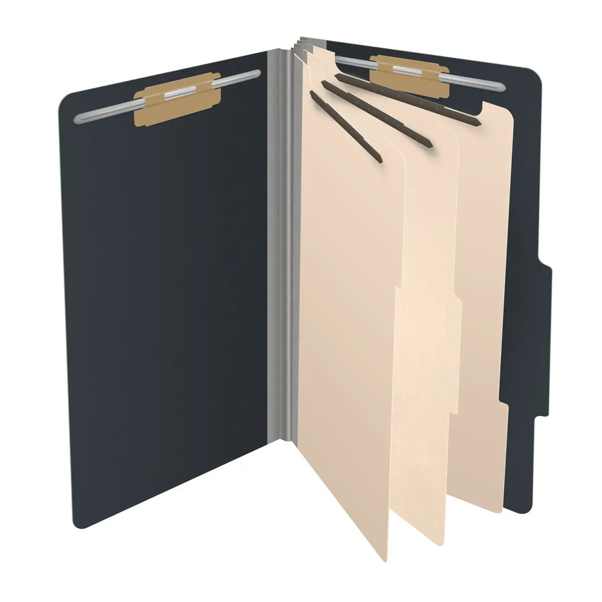 25 Pt. Pressboard Classification Folders, 2/5 Cut ROC Top Tab, Legal Size, 3 Dividers (Box of 10)