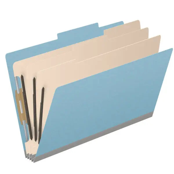 25 Pt. Pressboard Classification Folders, 2/5 Cut ROC Top Tab, Legal Size, 3 Dividers (Box of 10)