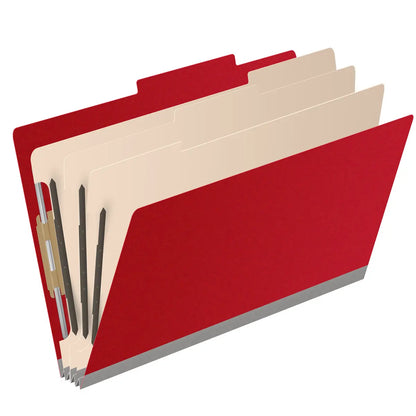 25 Pt. Pressboard Classification Folders, 2/5 Cut ROC Top Tab, Legal Size, 3 Dividers (Box of 10)