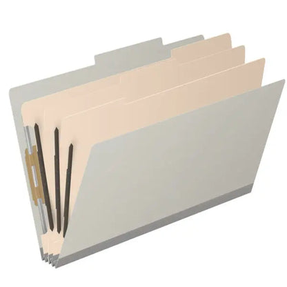 25 Pt. Pressboard Classification Folders, 2/5 Cut ROC Top Tab, Legal Size, 3 Dividers (Box of 10)