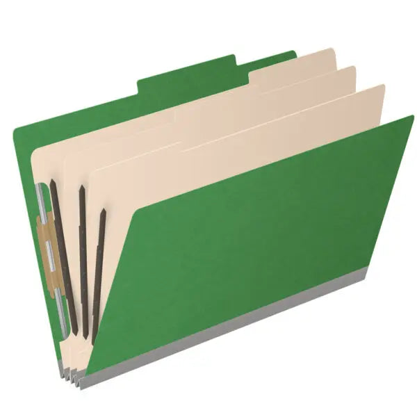 25 Pt. Pressboard Classification Folders, 2/5 Cut ROC Top Tab, Legal Size, 3 Dividers (Box of 10)