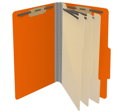 25 Pt. Pressboard Classification Folders, 2/5 Cut ROC Top Tab, Legal Size, 3 Dividers (Box of 10)