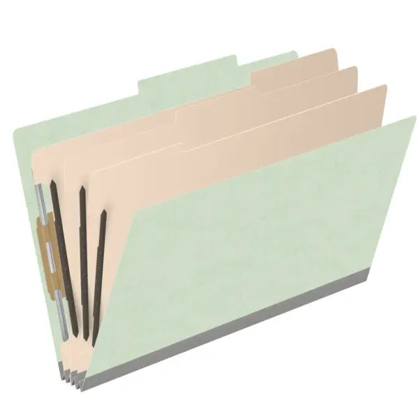 25 Pt. Pressboard Classification Folders, 2/5 Cut ROC Top Tab, Legal Size, 3 Dividers (Box of 10)