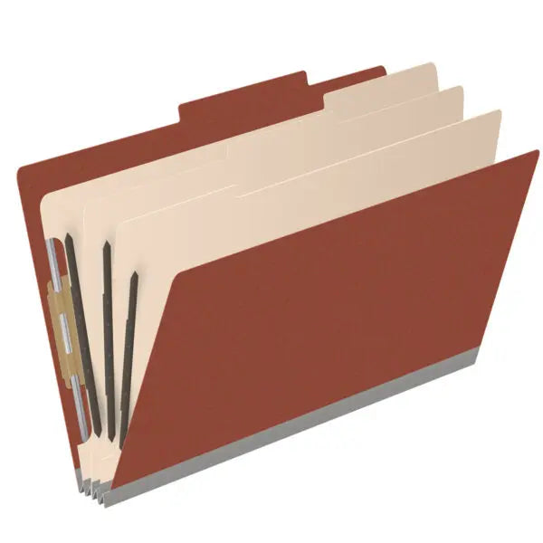 25 Pt. Pressboard Classification Folders, 2/5 Cut ROC Top Tab, Legal Size, 3 Dividers (Box of 10)