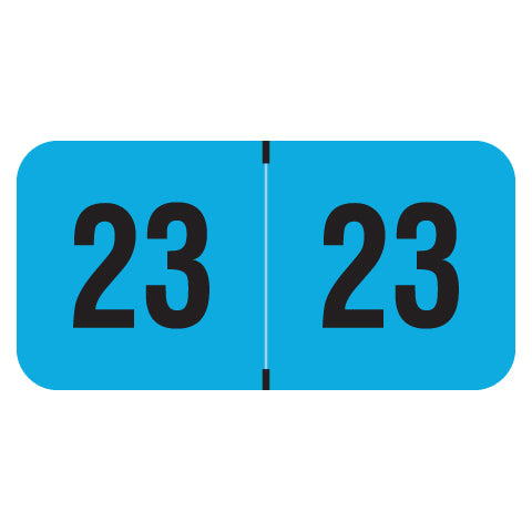 PMA Fluorescent Blue Year 23 Labels, 3/4" X 1-1/2" Laminated- Roll of 500