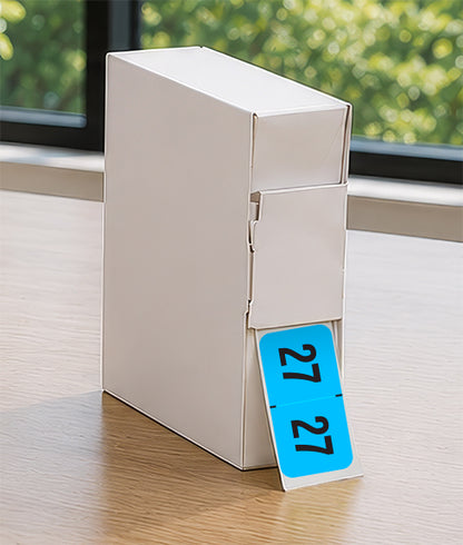 PMA Fluorescent Blue Year 27 Labels, 3/4" X 1-1/2" Laminated- Roll of 500