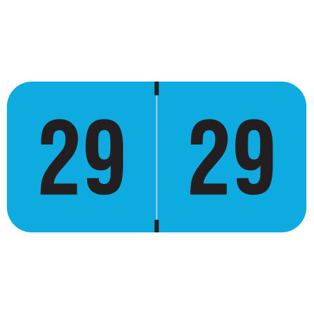 PMA Fluorescent Blue Year 29 Labels, 3/4" X 1-1/2" Laminated- Roll of 500