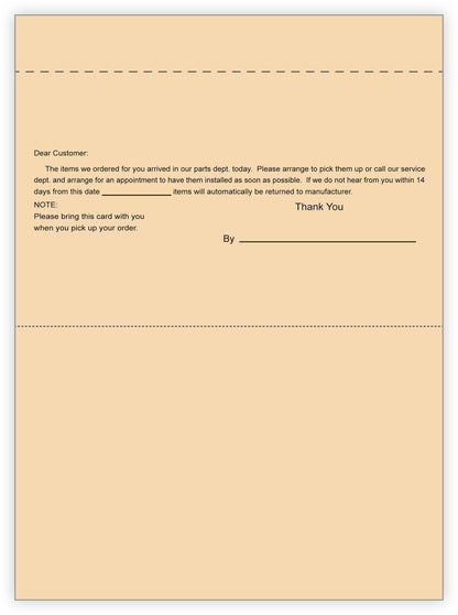 4-Part Auto Dealer Special Parts Order Forms - Stock (Package of 100)